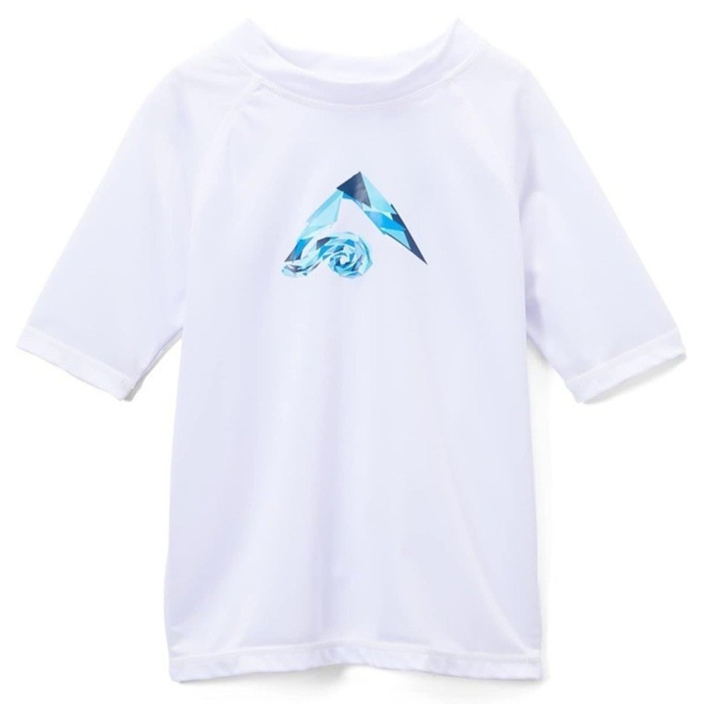 Kanu Surf Boys' Haywire White UPF 50+ Sun Rashguard Swim Shirt Sz Large‎ 12